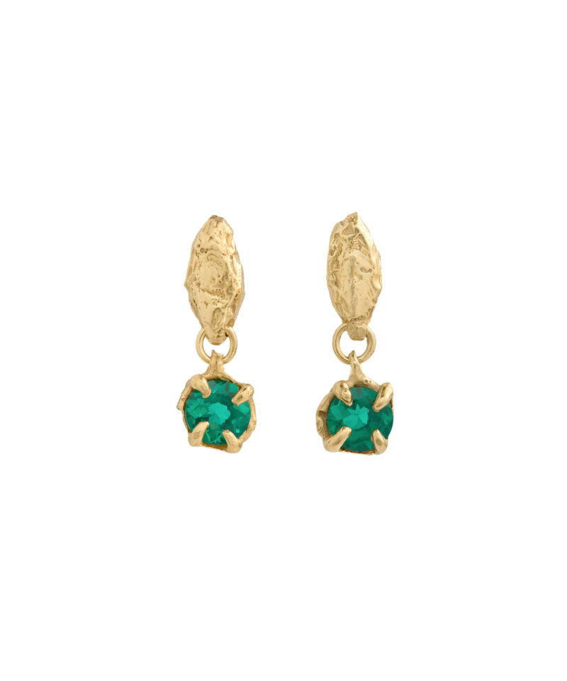 Mini Tota Gold Emerald Earrings