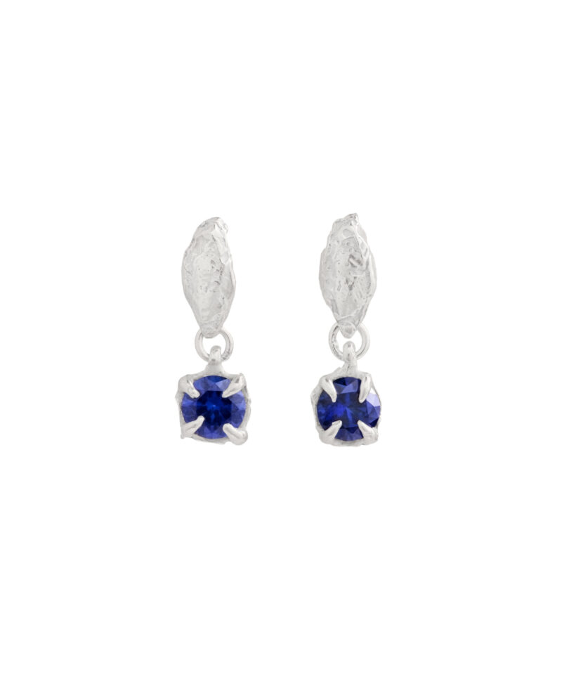 Mini Tota Silver Blue Sapphire Earrings