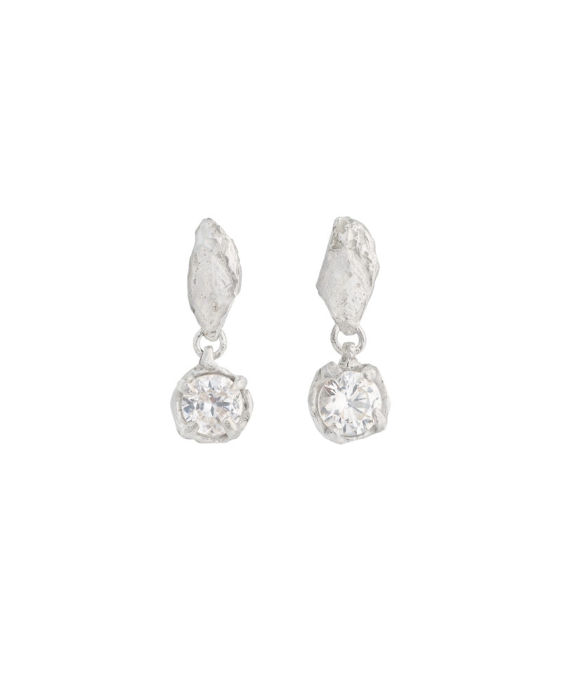 Mini Tota Silver White Sapphire Earrings