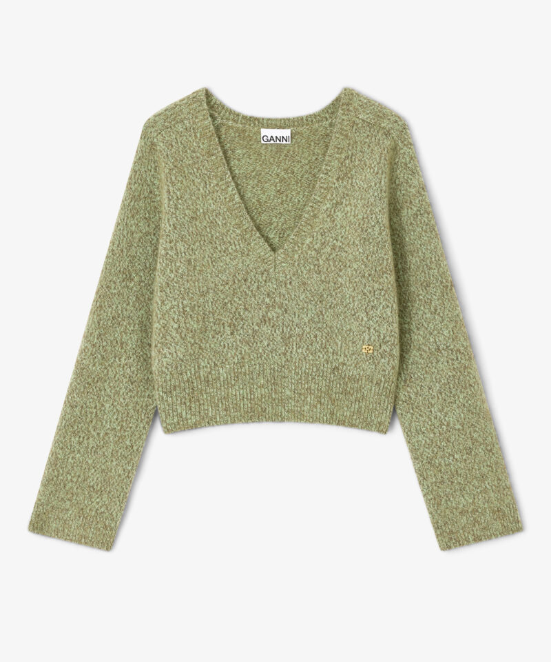 Brushed Mohair Mix Deep V-neck