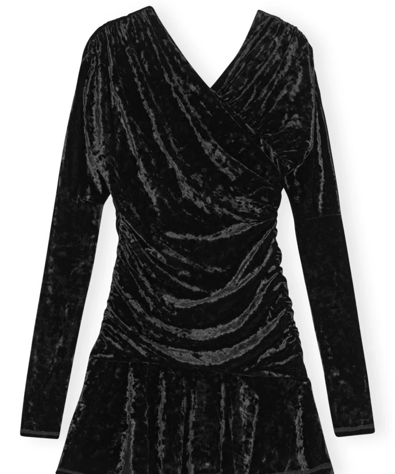 Velour Jersey Crossover Ruched Mini Dress