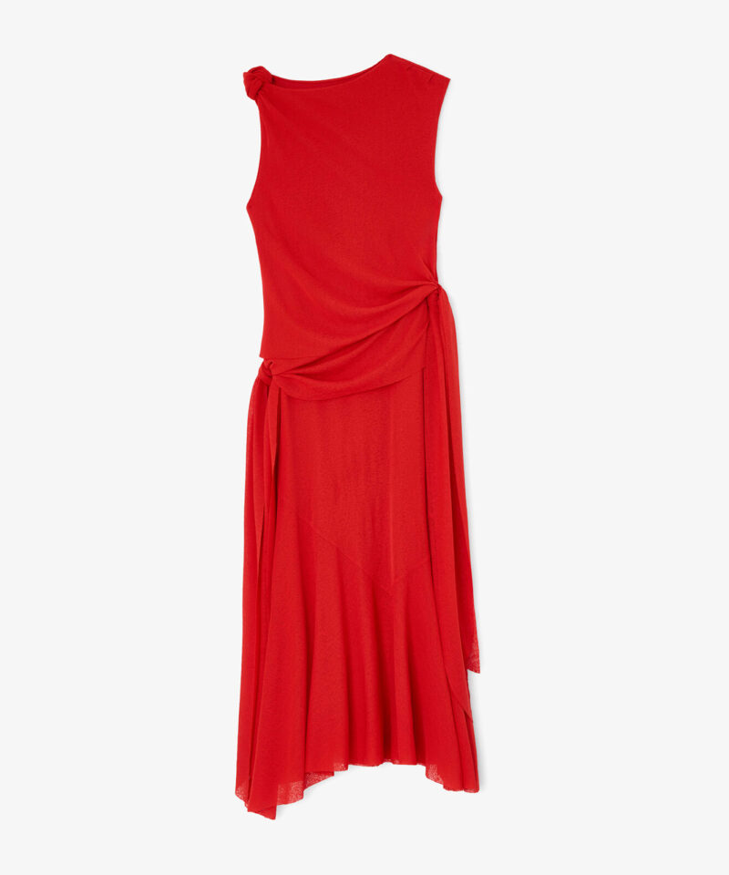 Draped asymmetric midi dress